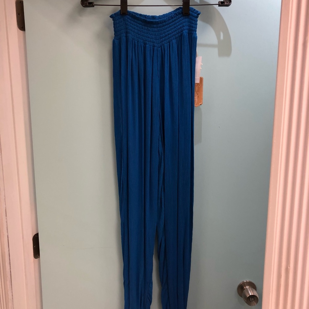 Surfrider Smocked Waist Pant - Teal, Navy & Black